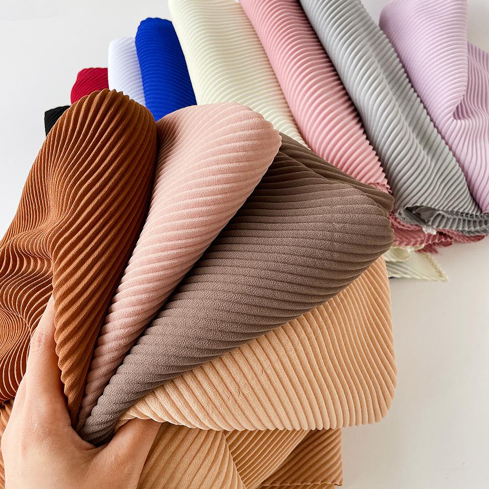 Длинный плиссированный шелковый шарф из искусственного шелка, большой квадратный шарф, однотонный, имитация хлопка и льна, шарф-обертка, платок на голову