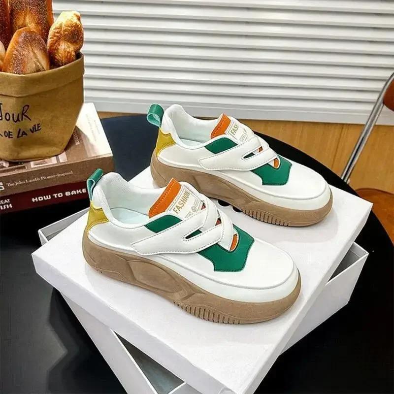 Fashion SYTK Sneakers Womans Shoes Tennis Female Fashion Color Matchin Trainers Casual Microfiber Canvas Basic White Shoes 2024