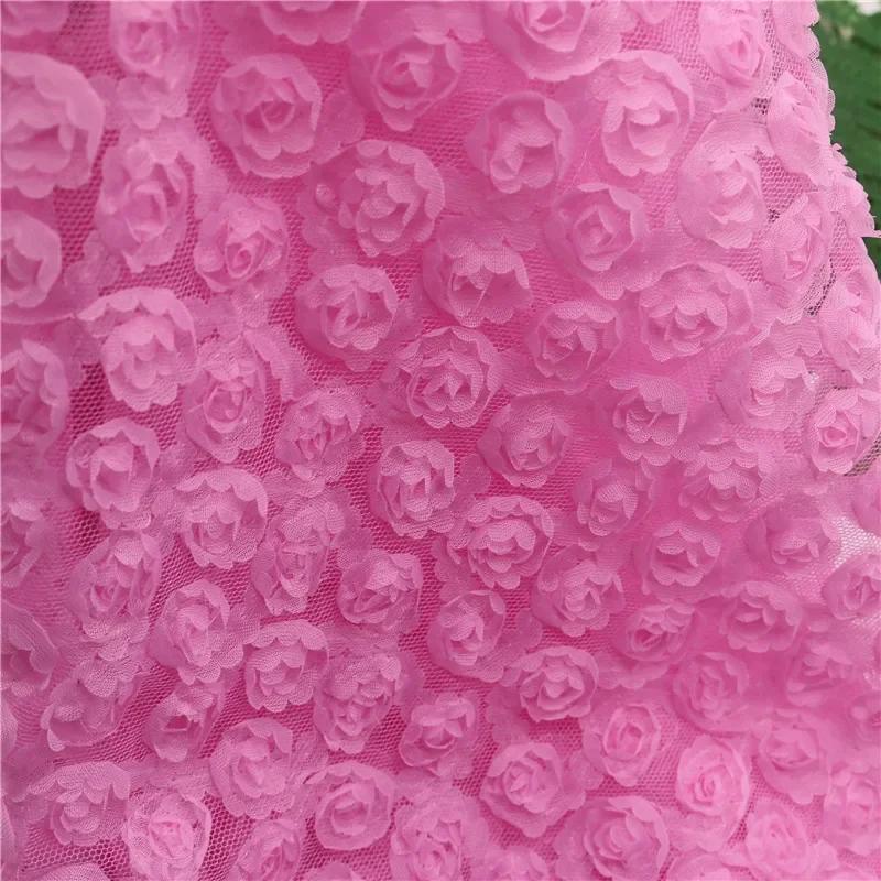 1Yard Three-Dimensional Rose Petal Embroidery Fabric 130cm Width DIY Costume Dress Birthday Party Decrotation Embroidery Fabric