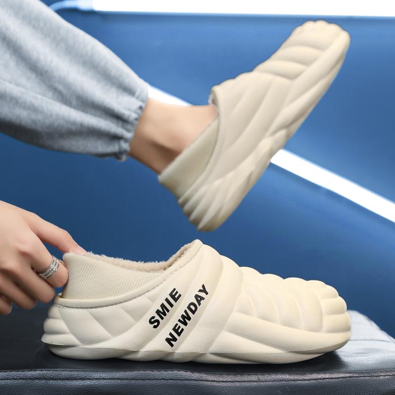 Теплая зимняя хлопковая обувь, женские теплые меховые домашние тапочки, нескользящие плюшевые тапочки из ЭВА, домашние тапочки для пар с толстой подошвой, шлепанцы