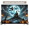 Background banner 1 piece, witch flying pumpkin lantern Halloween night background cloth for wall decoration.zyc