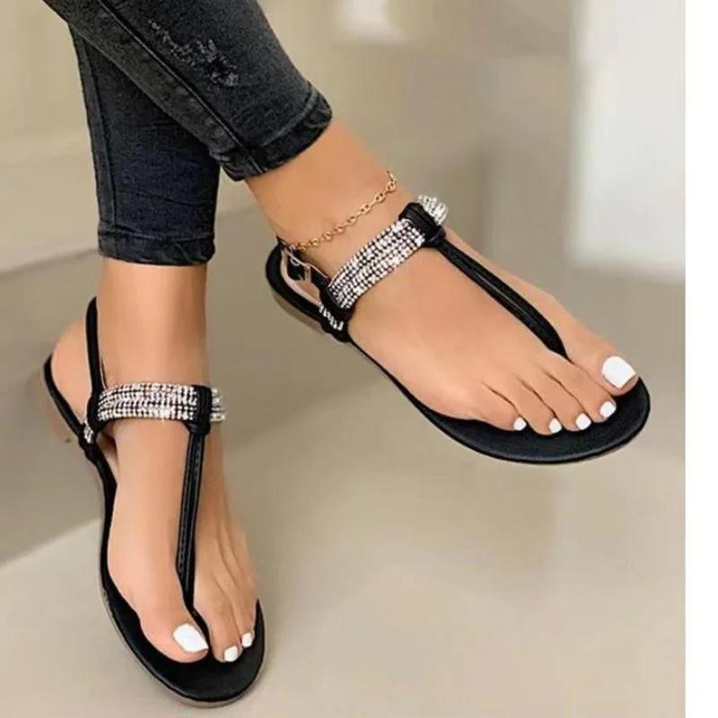 Летние женские сандалии, повседневная пляжная обувь, уличные женские шлепанцы, сандалии, женские туфли больших размеров на плоской подошве, Zapatos Mujer