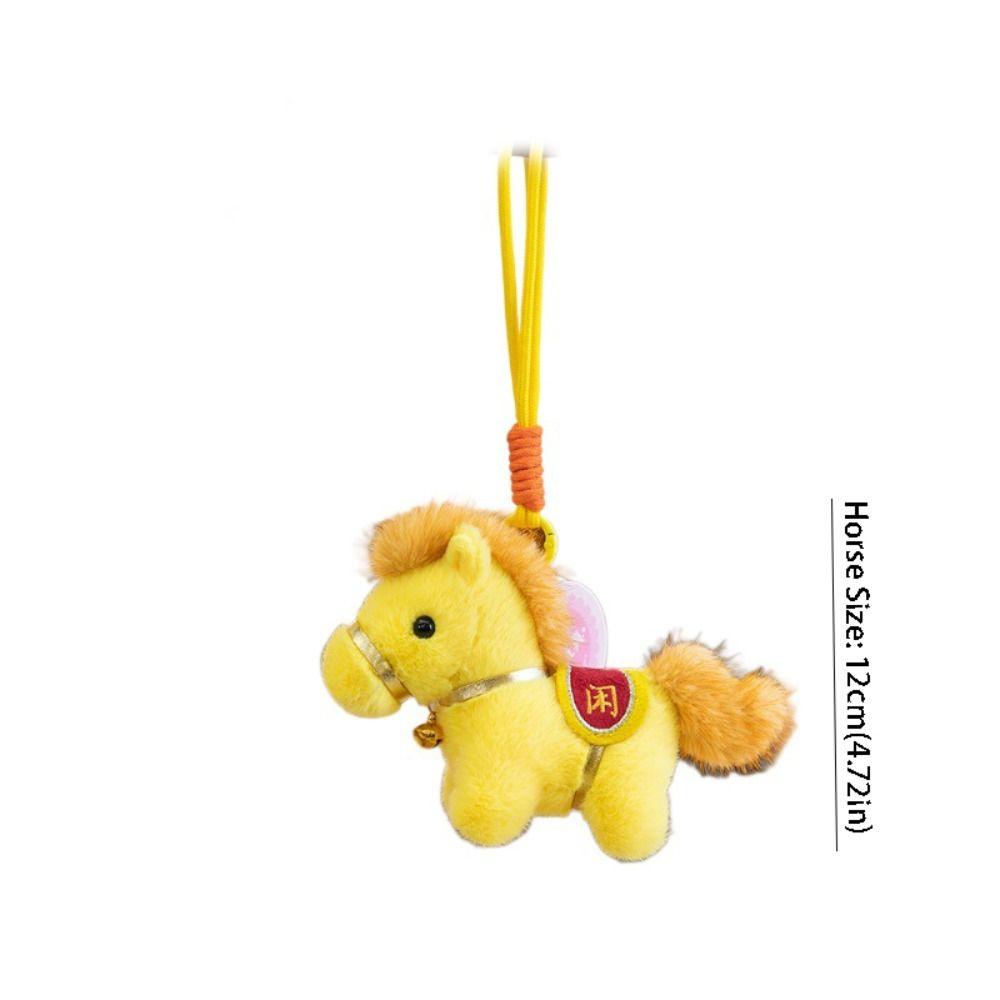 Cute Plush Horse Doll Pendant Creative Zodiac Pony Figurine Plush Horse Keychain  Car Decoration