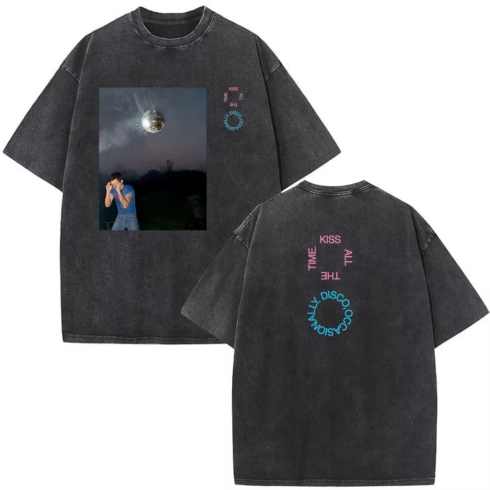 Kiss All The Time Disco Occasionally Album Vintage Washed Tshirts Men Women Clothing Fashion Hip Hop Short Sleeves T Shirt