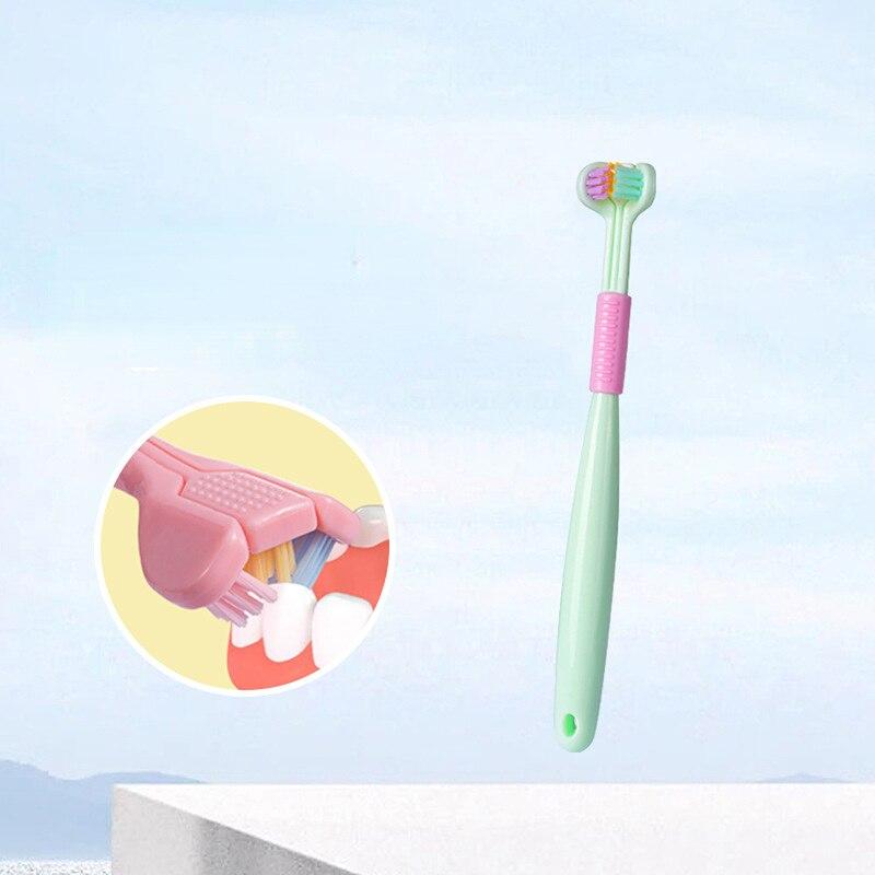Three Side Soft Toothbrush Baby Oral Health Care with Antiskid Handle Kids 360° Clean Tooth Teeth Clean Brush Dental Care 3-12Y