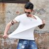 Мужская футболка большого размера Slim Fit с коротким рукавом, круглым и V-образным вырезом, чисто-белая летняя базовая одежда