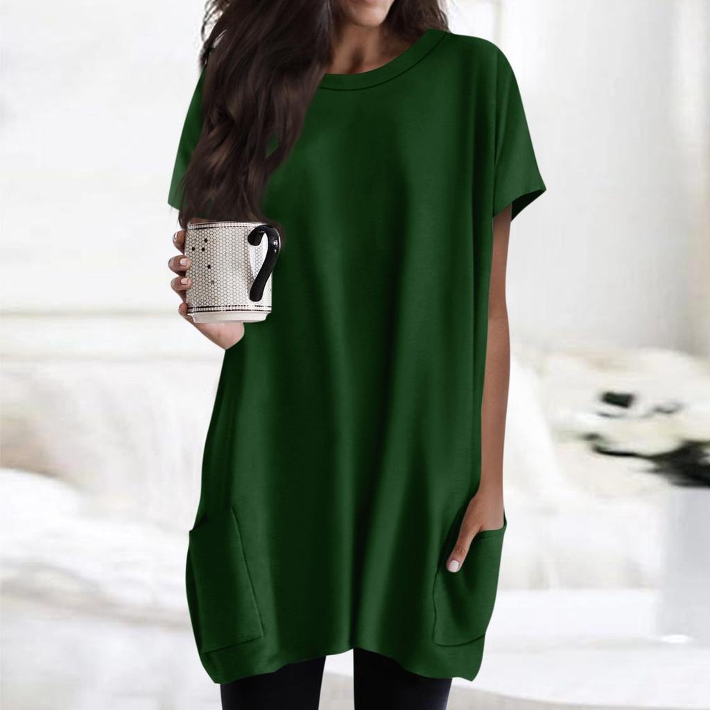 Женская футболка с круглым вырезом, короткими рукавами и карманным принтом, топы стандартной посадки