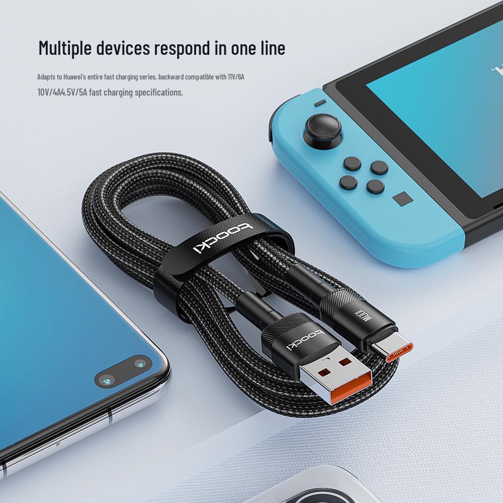 Быстрозарядный кабель Toocki Haoyue 6A для Apple, Huawei, Android-телефонов