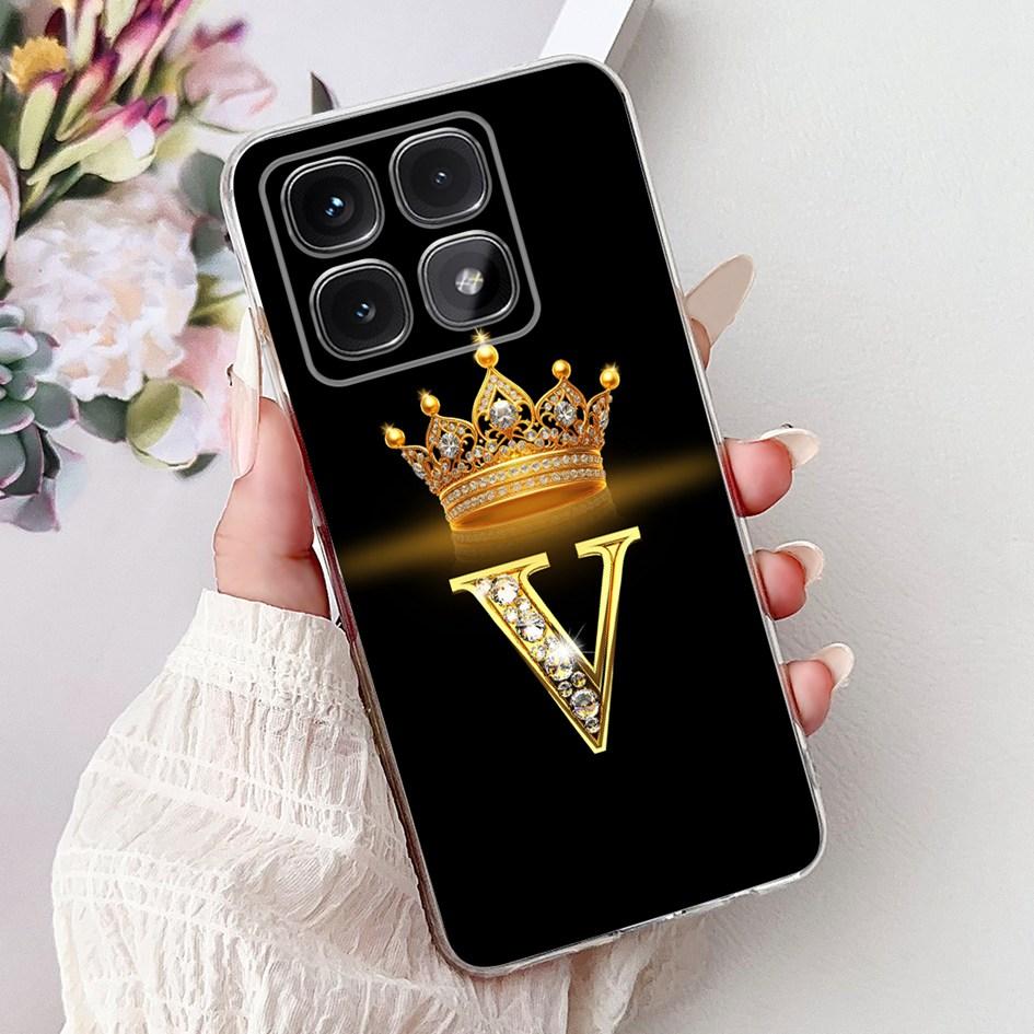 Для Xiaomi 14T Pro 5G Чехол Роскошные Буквы Короны Мягкий Силикон Чехол для Телефона Пары Для Xiaomi 14T Mi14T 14TPro 2024 Защитные Оболочки