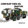 Military WW2 Crane Truck Model MOC Building Blocks World War Kat 1 Mil GL 8*8 10t Bricks Toys Birthday Christmas Gift for Boy Childrens Kids