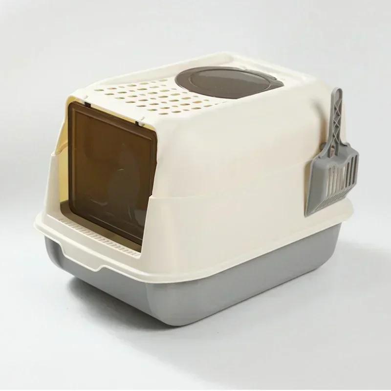 Foldable Anti-Splash Extra Large Cat Litter Box-Fully Enclosed Pet Toilet Dog Cat Bedpan with Included Litter Scoop for Easy Use