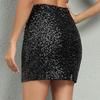 Женская мини-юбка с высокой талией, ультракороткая, облегающая бедра юбка, блестящая, клубная юбка для вечеринки с пайетками