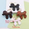 Cartoon Pu Dog Keychain Leather Car Keychain Kawaii Leather Dog Bag Charm  Pet Lover Gift