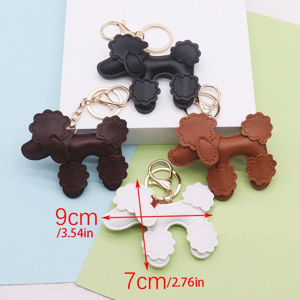 Cartoon Pu Dog Keychain Leather Car Keychain Kawaii Leather Dog Bag Charm Pet Lover Gift