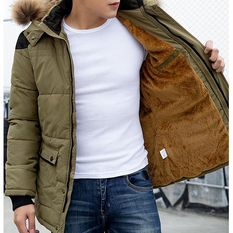 Autumn/winter Youth Casual Mid-length Cotton-padded Jacket Men's Winter Plus Velvet Padded Jacket Jacket Cotton-padded Jacket Trendy Men