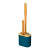 Silicone Toilet Brush Set with L-Shaped Head Long Non-Slip Handles Wall Mounted Holder Compact Bowl Cleaner Brush