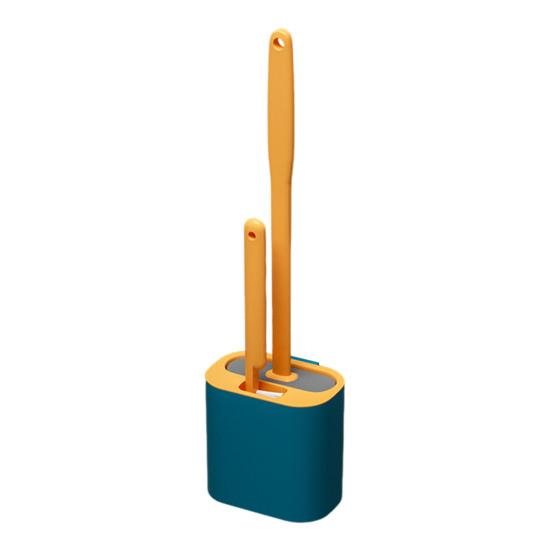 Силиконовый набор туалетных щеток с L-образной головкой, длинными нескользящими ручками, настенным держателем, компактная щетка для чистки унитаза