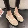 Женские летние туфли-лодочки с круглым носком и мелким вырезом, на толстой подошве, удобные, дышащие, слипоны, повседневные