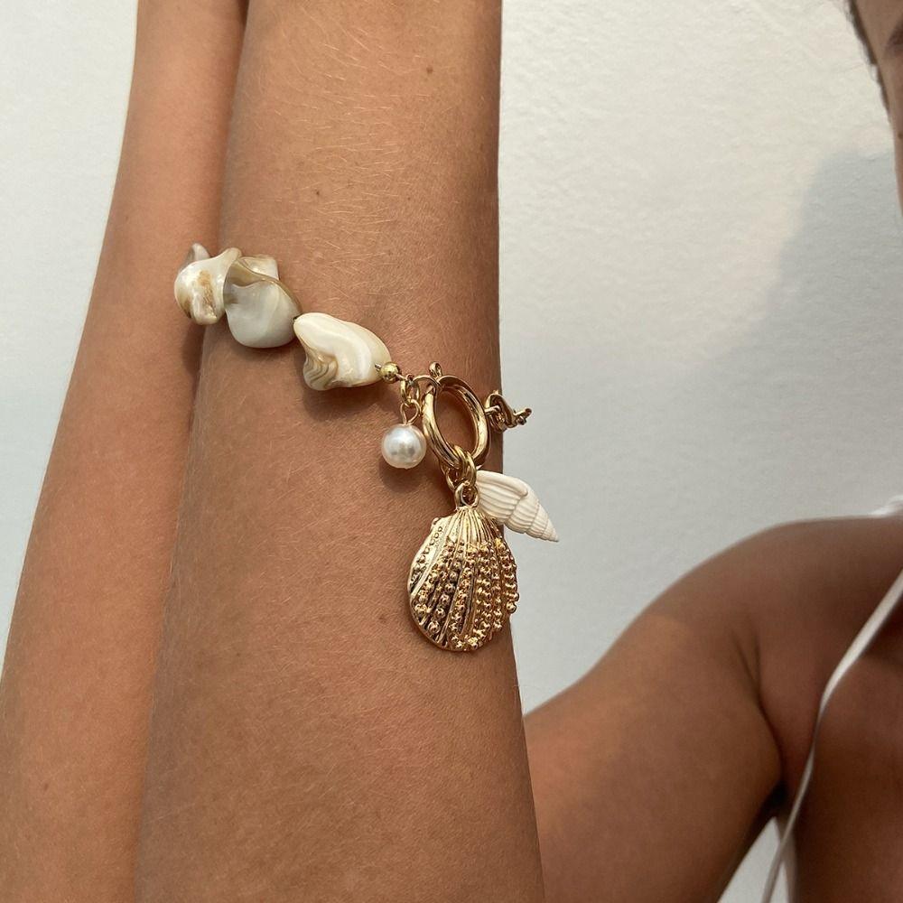 Ракушка Морской Стиль Ожерелье Цветок Пляж Бисерные Украшения Элегантное Ожерелье из Ракушек Браслет Отпуск