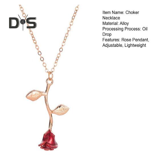 Ожерелье-чокер с подвеской в виде цветка розы и листьев, женское ожерелье, изысканный дизайн, блестящее легкое ожерелье с подвеской