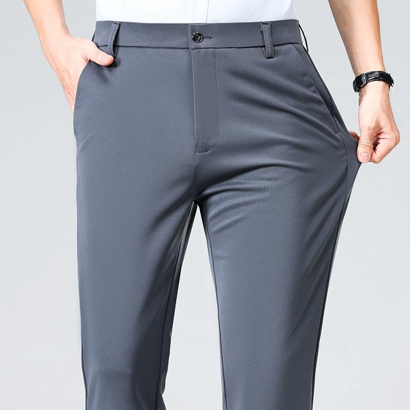 Men's Black Business Casual Long Pants Smart Pants Male Straight Formal Office Trousers Solid Color Slim Fit Daily Work