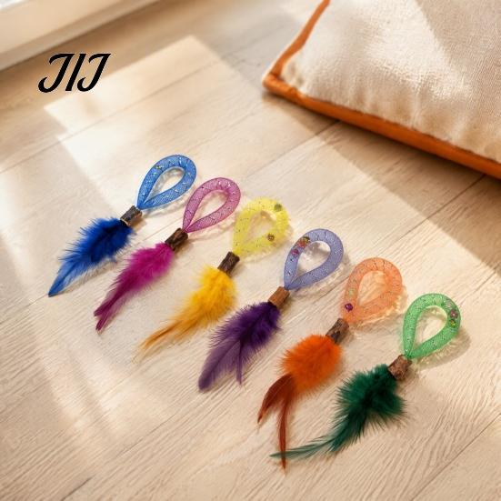 Cat Enrichment Toys for Indoor Play Mesh Tube Toy with Silver Vine, Feather Interactive Bonding Cats Built-in Bells, Stretchable Chew Boredom
