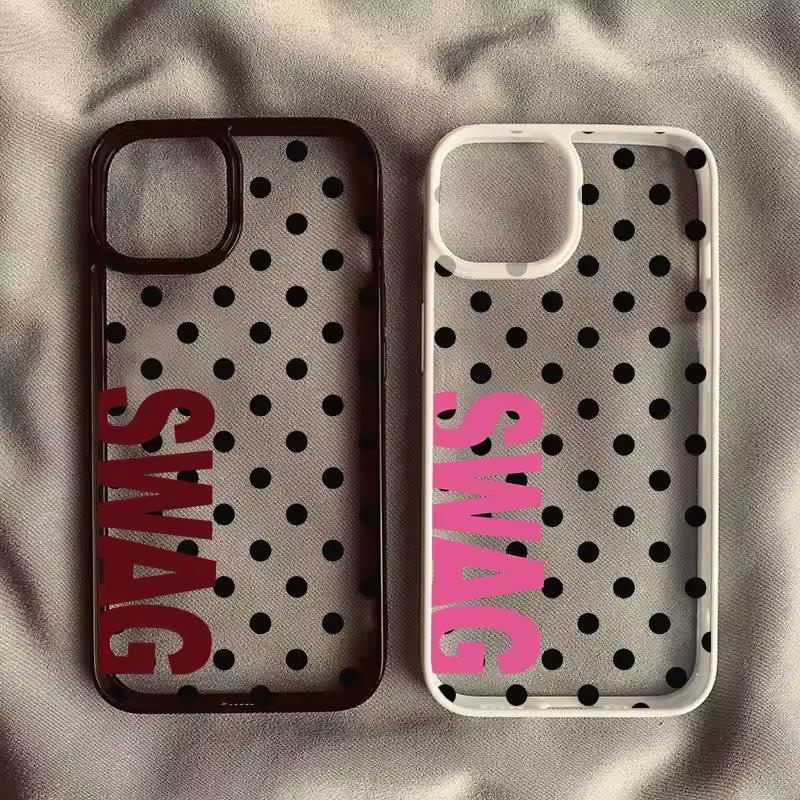 Креативная Буква Swag Название Черный Горошек Чехол для Телефона Для iPhone 17 16 15 14 13 12 11 PRO MAX 17air 16e XR XSMAX 7 8 PLUS Чехол