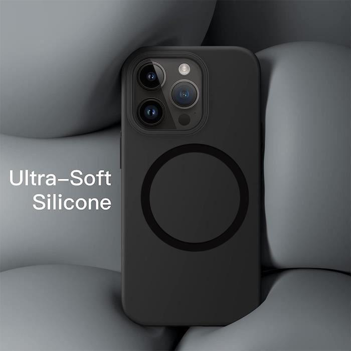 Coque Silicone - EF CONNECTION - pour iPhone 15 Pro - Ultra Fine - Protection Anti-Rayures - Noir