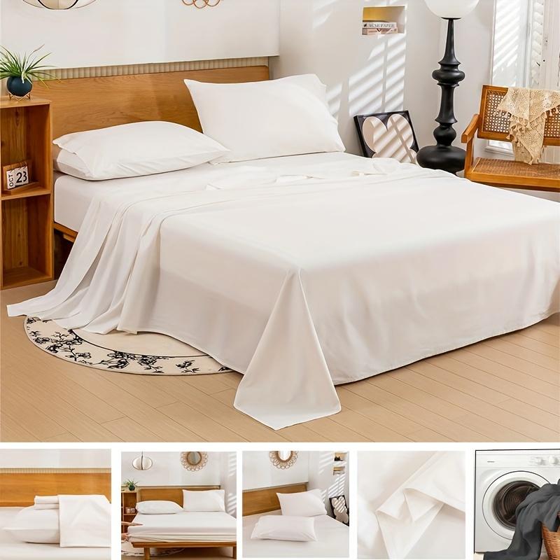 4pcs Bed Sheet Set Dust Proof Bedsheet Skin-friendly Soft Breathable Flat Sheets Anti Slip Fitted Sheets Mattres Protector Set Bedding Sets