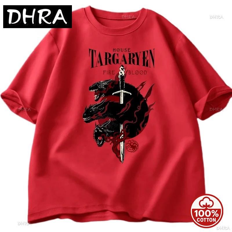 House Targaryen TShirt Fire and Blood TShirt GOT Men Tshirt Soft Cotton Fashion Short Sleeve Casual Printed Tee Shirt Streetwear