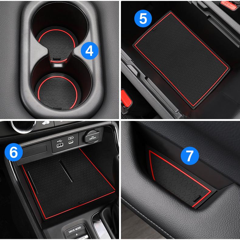 Car Interior Non-Slip Mat Door Groove Pad Gate Slot Cup Accessories For Honda CR-V CRV 6th Gen 2023 2024 2025 Hybrid