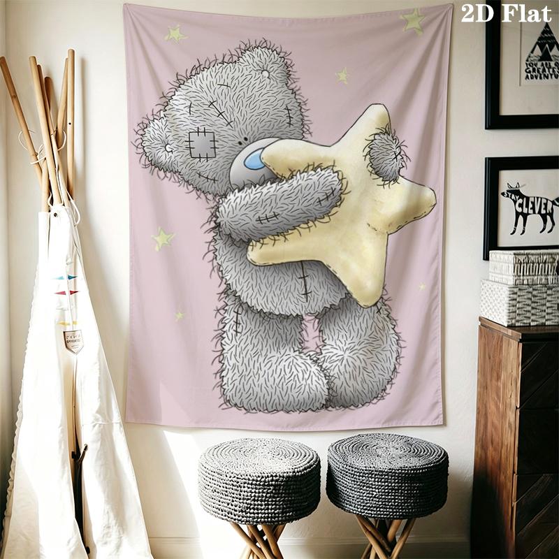Tatty Teddy Wall Tapestry Aesthetic Wall Hanging Printed Fabric Blanket Decorative Tapestries for Bedroom Living Room Home Decor