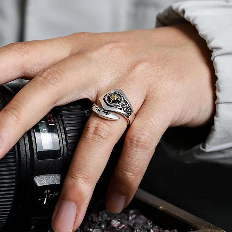 Новое мужское кольцо с богом солнца в индийском стиле, американская тенденция, креативное уникальное атмосферное модное кольцо