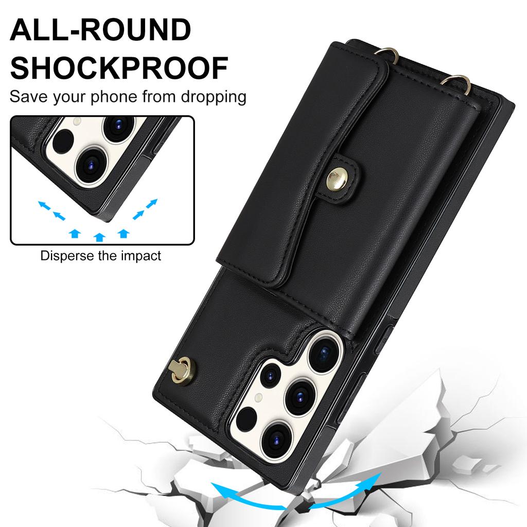 Роскошный кожаный женский чехол через плечо с 4 слотами для карт и держателем для телефона, чехол для серии iPhone/Samsung