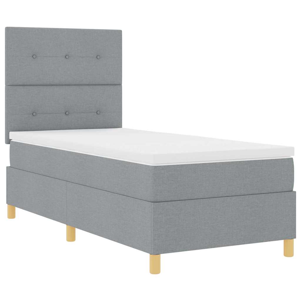 Box Spring Bed with Mattress Light Grey 80 x 200 cm Fabric