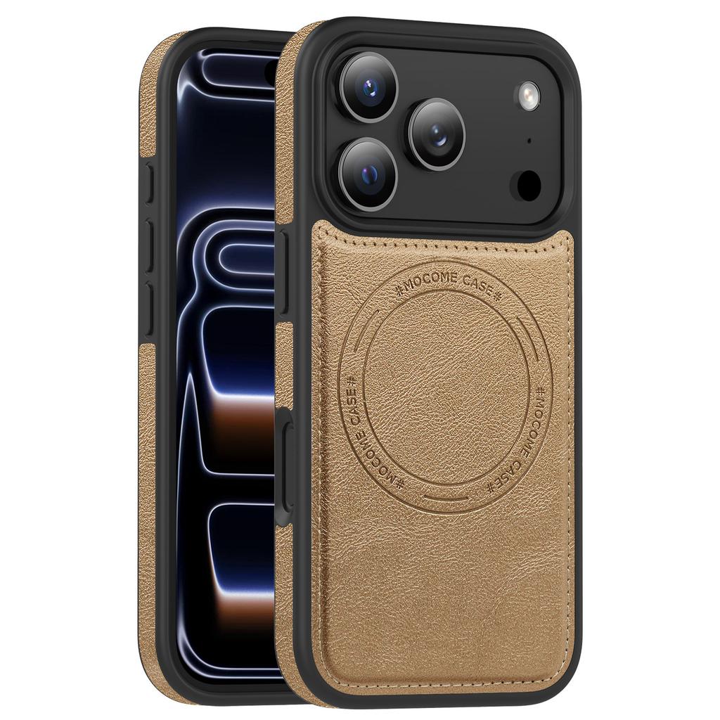 Чехол для iPhone 17 Pro, совместимый с MagSafe, с кожаной задней панелью