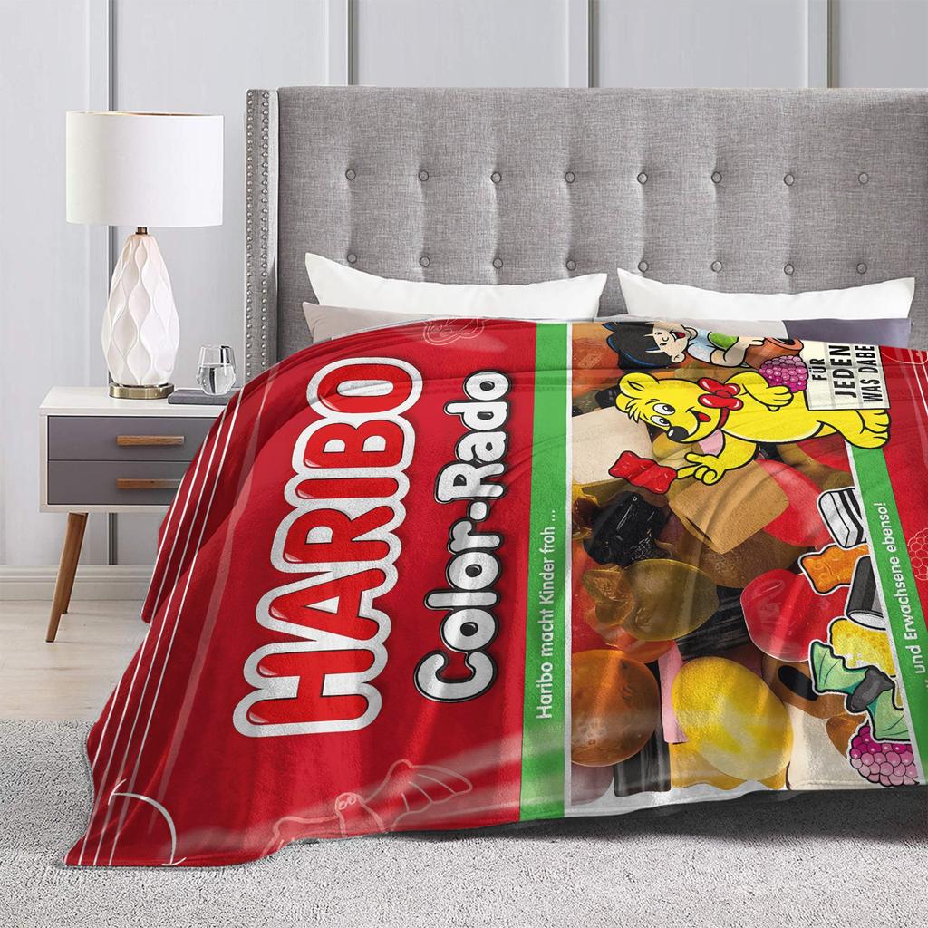 Плюшевые пледы Haribo Bear Candy Студенческие Фланелевый плед для домашнего декора Мягкий дизайн Качественное покрывало Подарок на день рождения