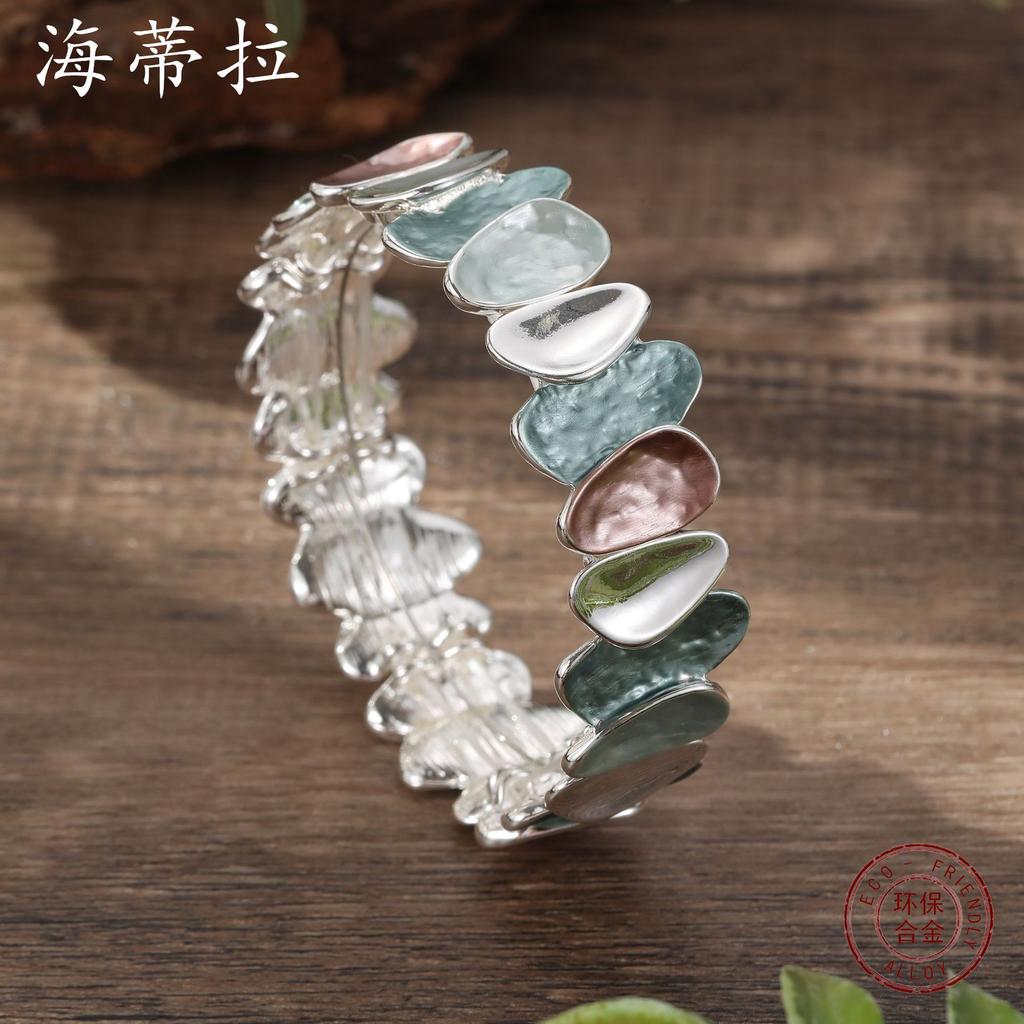 Новый эмалевый геометрический браслет-резинка с лепестками, женский модный высококлассный браслет-резинка с цветком