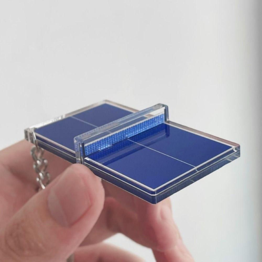 Mini Badminton Playground Keyring Acrylic Table Tennis Key Holder  Unisex