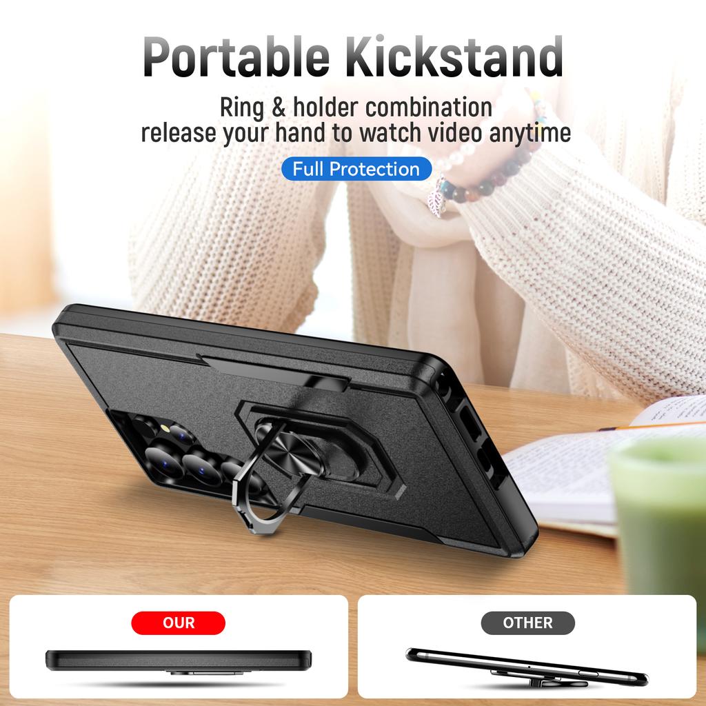 Fall Protective Stand Hard Case for Samsung Galaxy S25 Ultra S24 Plus FE 5G 2 IN 1 COVER for Samsung S25