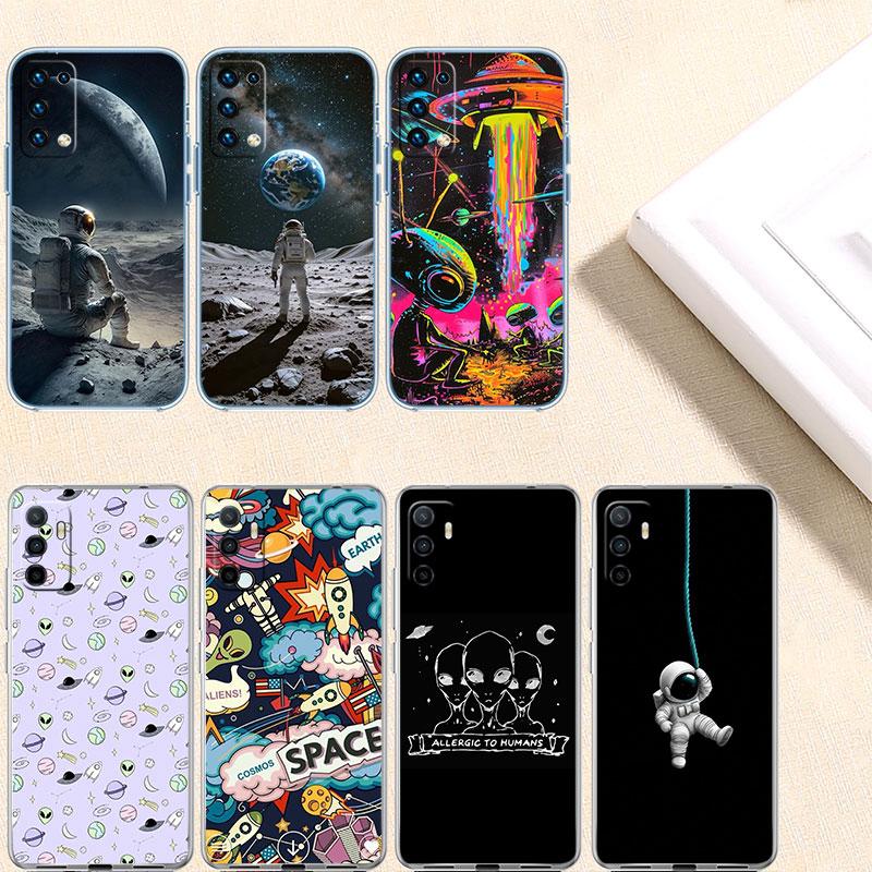 Astronaut Space Alien UFO Transparent Phone Case for Motorola Moto G10 G20 G30 G31 G32 G34 G35 G41 G42 G50 G51 G52 G55 G60 G60S