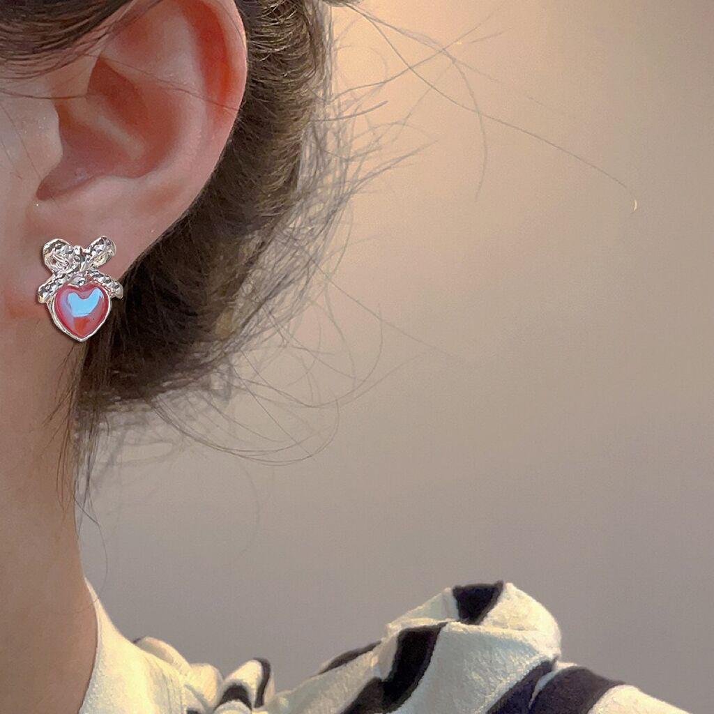 Серебряная игла новые серьги-гвоздики с бантом серьги 'любовный взрыв' свежие и сладкие серьги в девичьем стиле для женщин