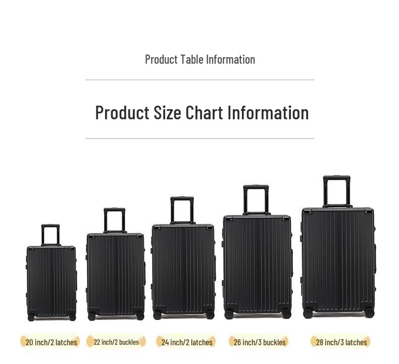 24-Inch Trendy Aluminum Frame Suitcase with Universal Wheels & Password Lock for Students