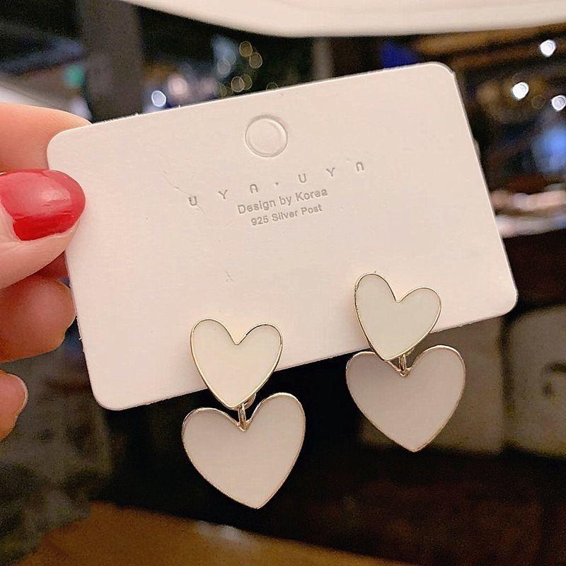 Корейские модные украшения Сияющие стразы Полые серьги-подвески в форме сердца для женщин и девочек Винтажные серьги с красным кристаллом