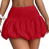 Women's Summer Bubble Skirt High Waist A-Line Fashion Short Skirt Built-in Shorts