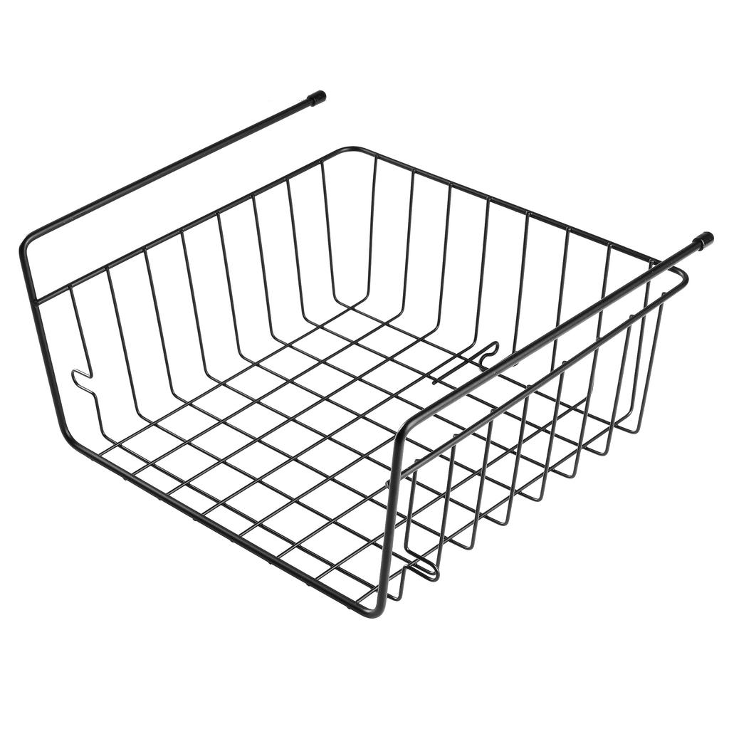 [BLKP] PEARL METAL Under-Cabinet Storage Rack, Basket, Hanger Basket, Kitchen Under-Cabinet Storage, Wide and Deep, Black, AZ-5179