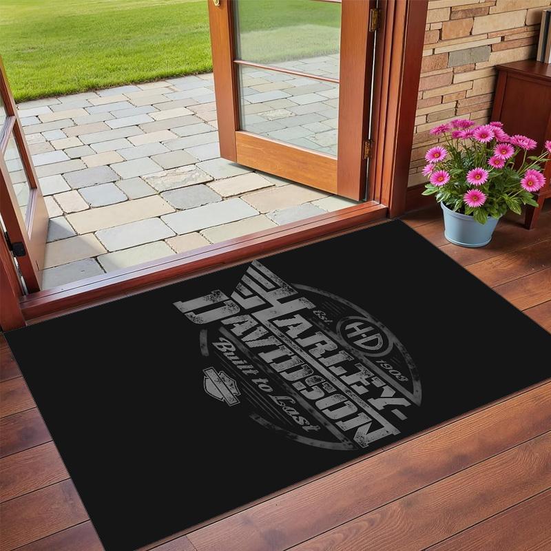 Harley-Davidson Print Crystal Velvet Plush Rug Anti?Slip Wear?Resistant Floor Carpet For Indoor Household Home Decoration