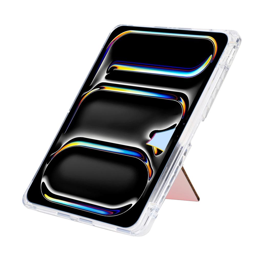 For iPad Pro 13 (2024) Case Y-Fold Stand Glitter Leather TPU Acrylic Clear Tablet Cover