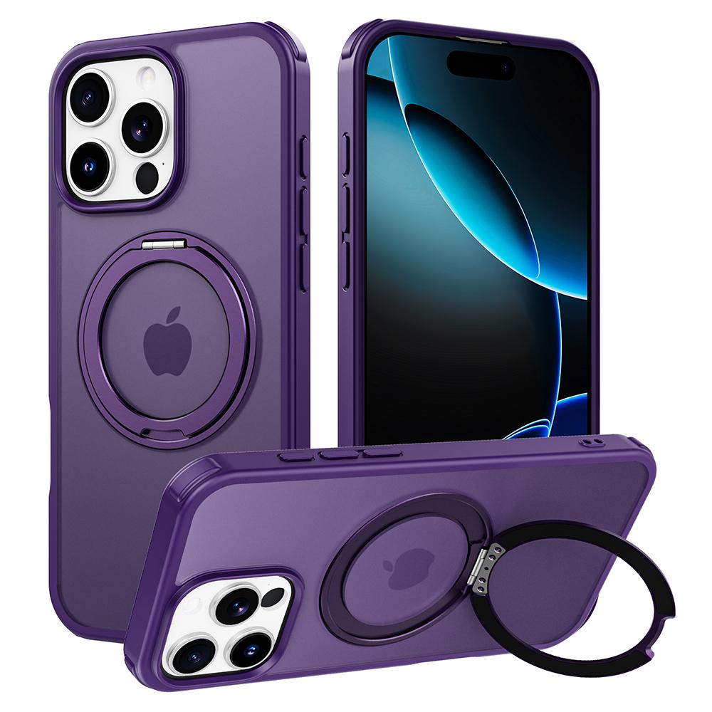 For iPhone 16 Pro Case Compatible with MagSafe Ring Kickstand TPU+PC Back Cover