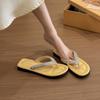 Flip-flops Women's 2025 Summer New Retro French Rhinestone Comfortable Temperament Flat Bottom Mop with Skirt Beach Mop